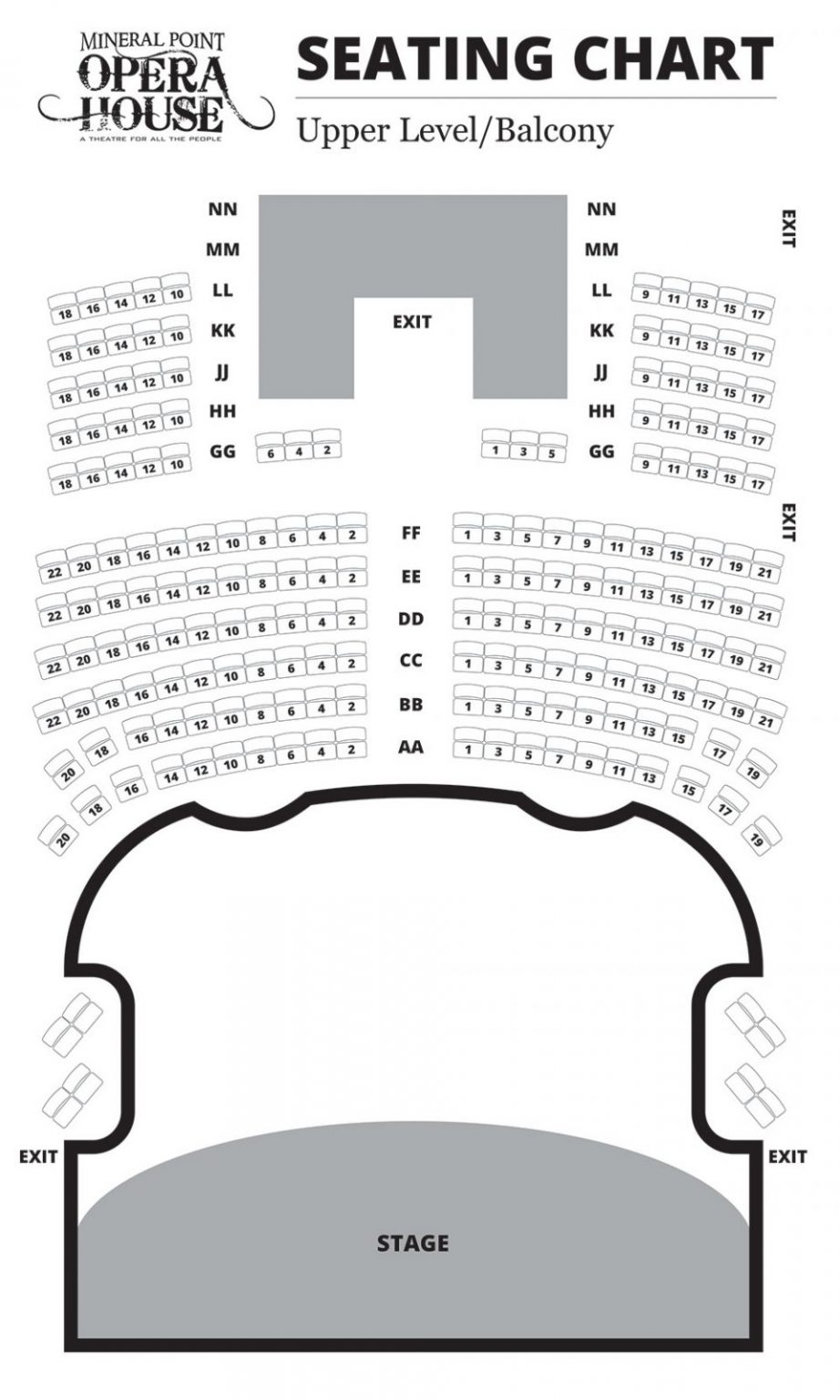 Mineral Point Opera House Seating Charts